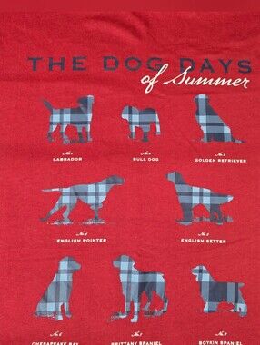 new SOUTHERN PROPER size Large Dog Days of Summer Plaid Animal Print T Shirt Red